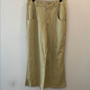 Pretty Little Things Tan Wide Leg Pleather Pants Size 12